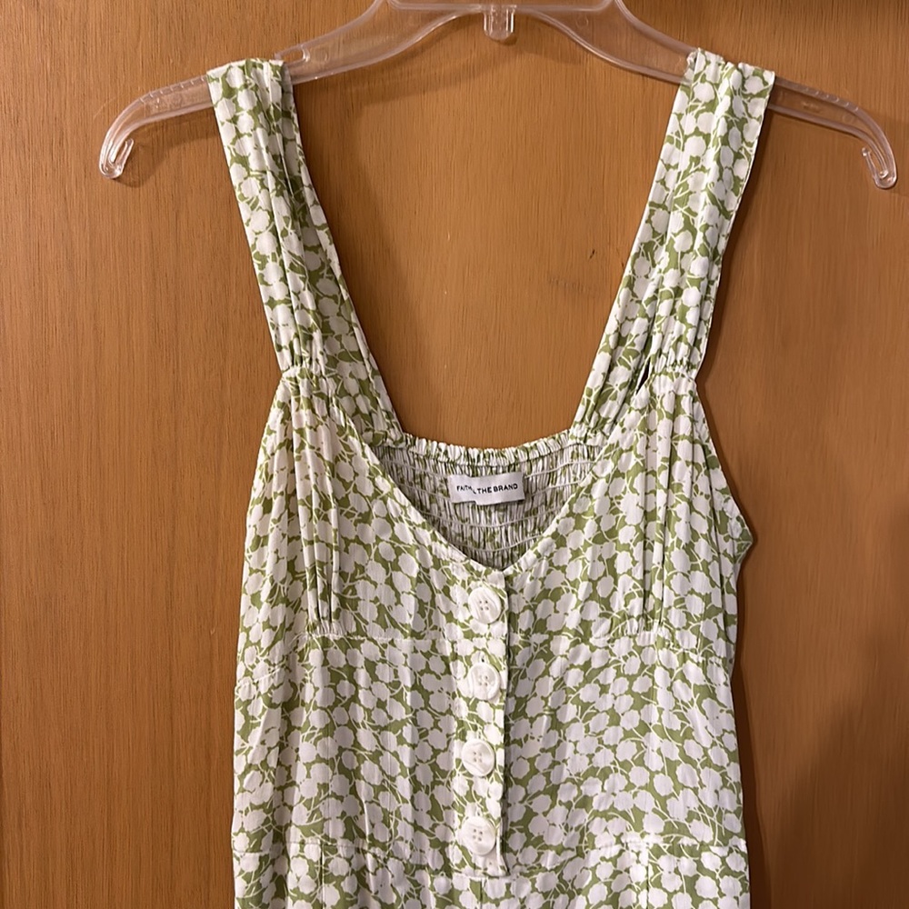 Faithfull the Brand Women’s Floral Smocked Sleeveless Jumpsuit Green Size 6-8 - Picture 3 of 15